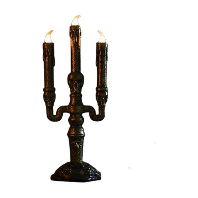 Halloween Skeleton Candle Lamp - Gold Frame Flickering Electronic Light - Variation #325as Show