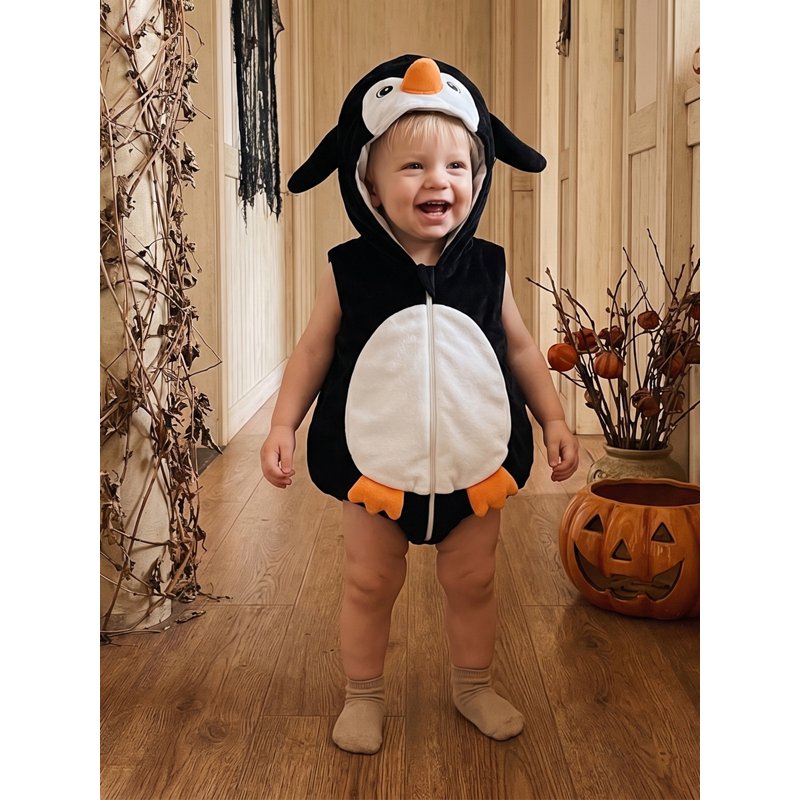 Newborn Baby Boy Penguin Costume - Black 12-18 Months Infant Animal Cosplay Outfit