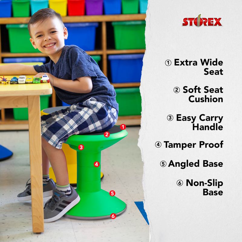 Adjustable Wiggle Stool - 12-18 Inch Backless Seat - Green