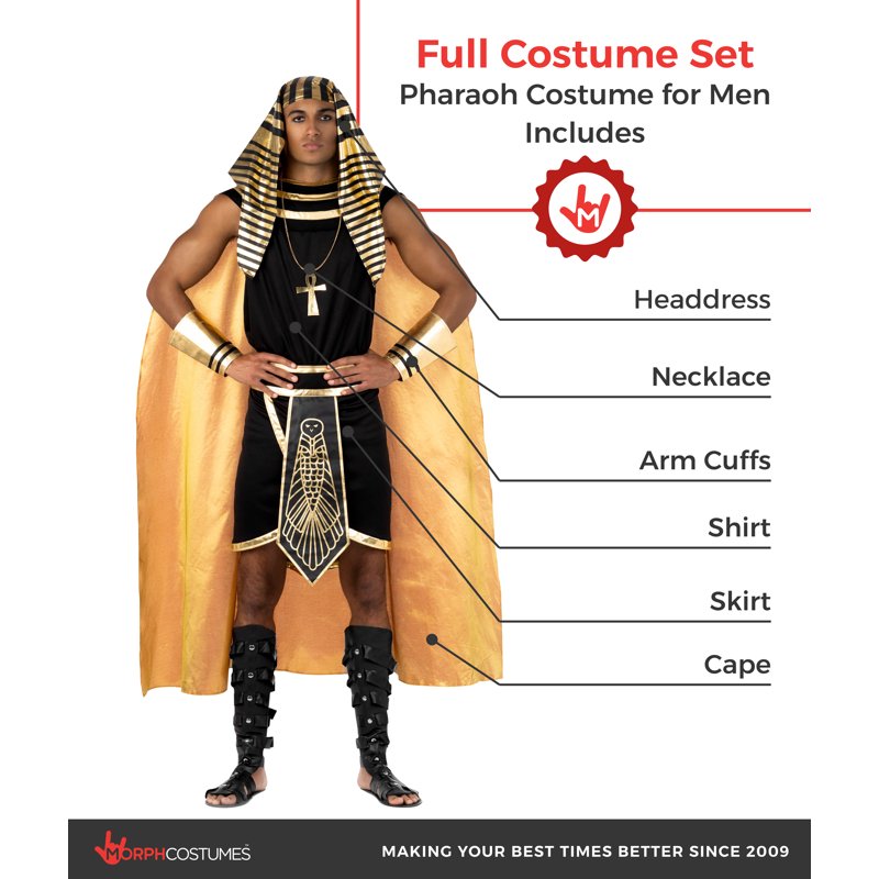 Men's Pharaoh Costume XXL - Egyptian King Halloween Outfit with Accessories