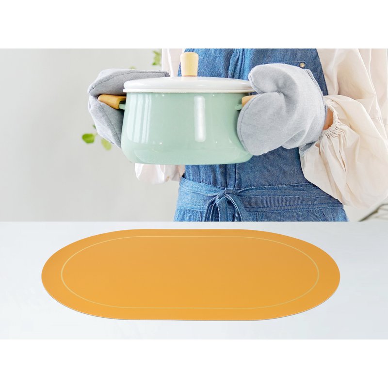 Faux Leather Placemats Set - Washable Table Mats 6pk Red & Yellow