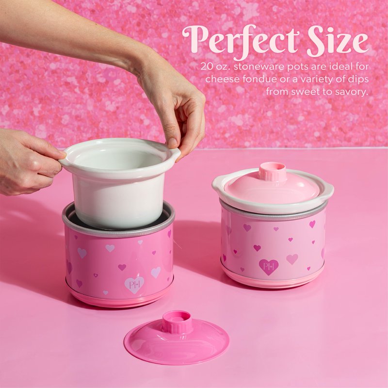 20 oz Stoneware Mini Dip Warmers - Set of 2 Pink Food Warmers