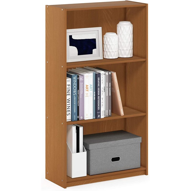 3-Tier Bookcase Storage Shelves - Natural Oak Finish