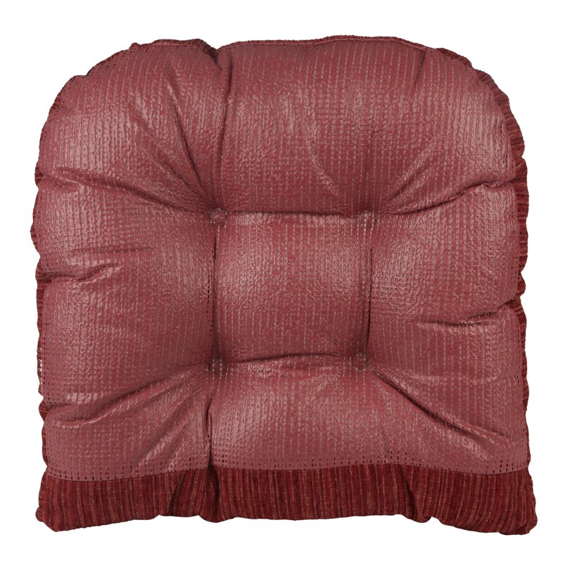 Non-Slip 17" x 17" Polar Chenille Chair Cushions - Red, Set of 2