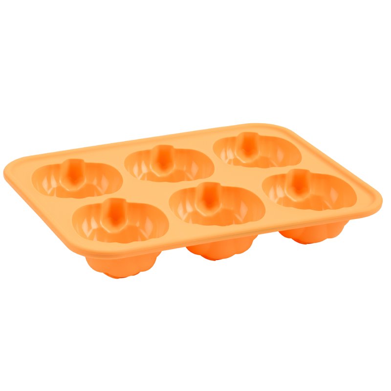 Silicone Jack-O'-Lantern Cakelet Pan 6 Cavities Halloween Bakeware