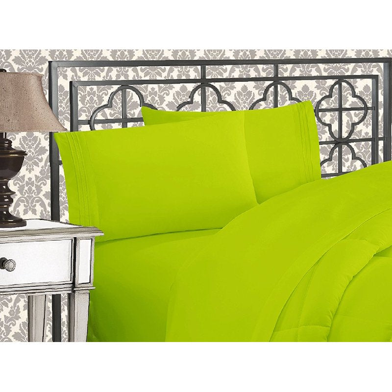 Elegant Comfort Queen Size Pillowcases - Wrinkle & Fade Resistant Ultra Soft Lime Set