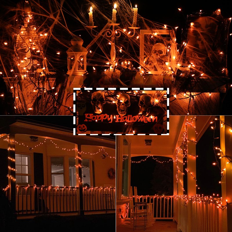 Orange Halloween String Lights 25ft 100 Incandescent Connectable Indoor Outdoor Decor