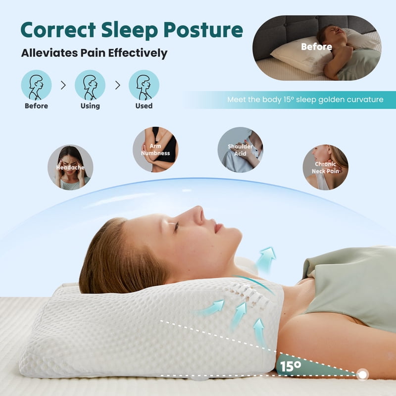 Gianna King Cervical Memory Foam Pillow with Cooling Cover - Dark Gray