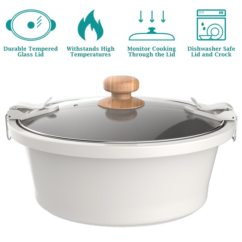 6-Quart Portable Slow Cooker - Teal Speckle with Locking Lid