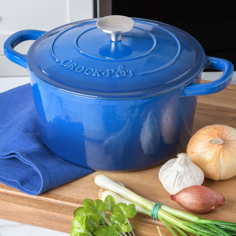 5-Quart Dutch Oven - Sapphire Blue Enamel Cast Iron Cooker