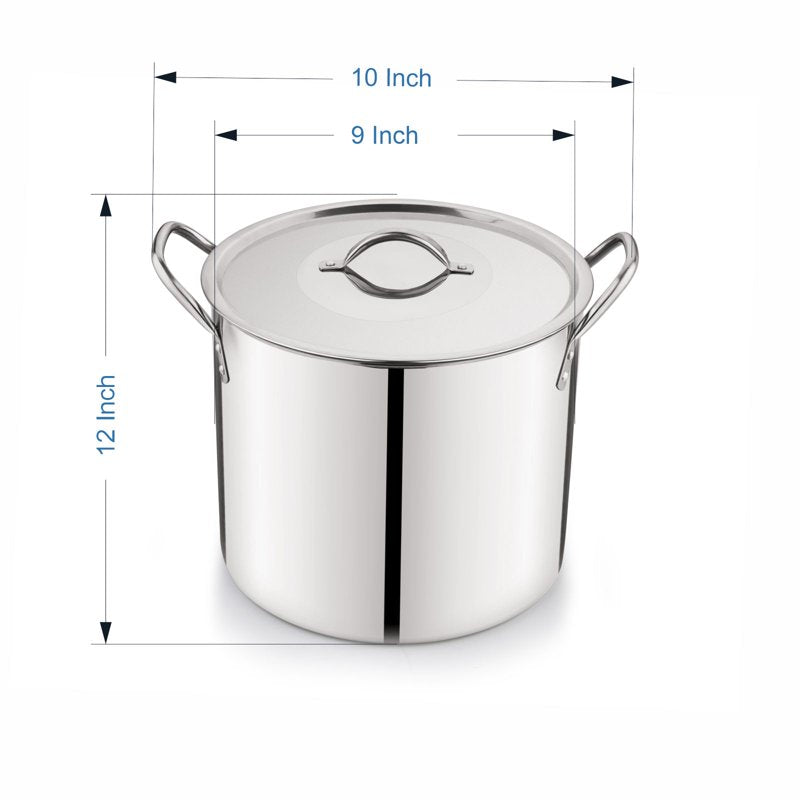 12-Quart Stainless Steel Stock Pot with Metal Lid
