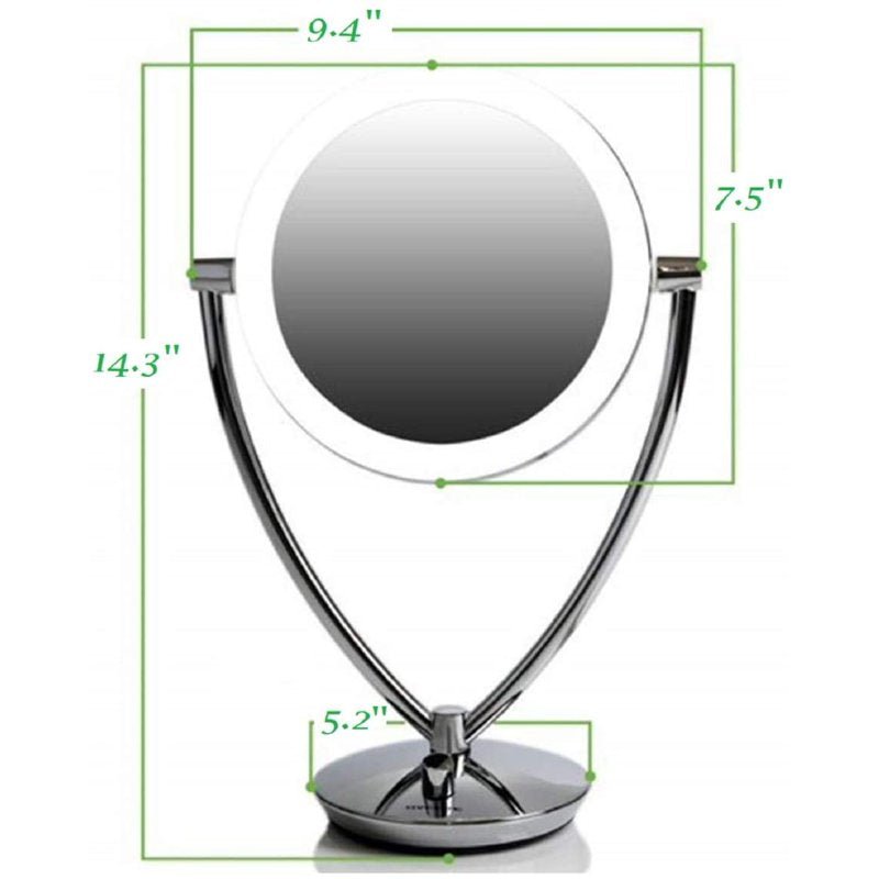 7.5-Inch LED Lighted Makeup Mirror, 1x/5x Magnification Tabletop Vanity Mirror