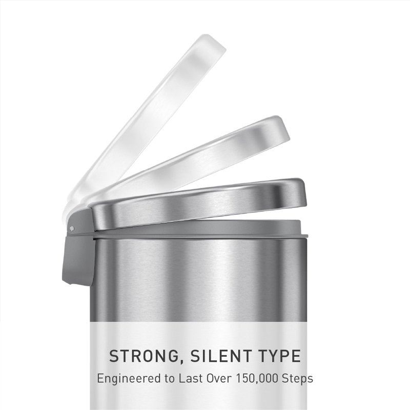 Compact Round Trash Can - 4.5L Brushed Stainless Steel, Soft Close Lid