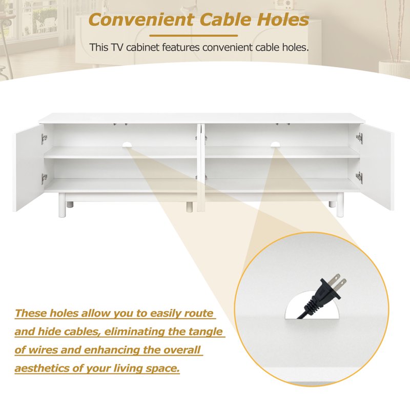 Modern Arched Door TV Stand with Adjustable Shelves & Cable Management