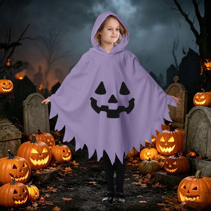 Purple Kids Ghostface Halloween Costume Cape Dress Up for 4-6 Years - Unisex