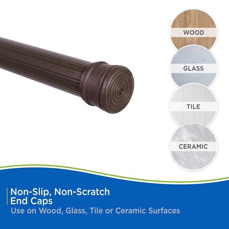 Brown Twist & Fit No Tools Shower Curtain Rod 36-63 Inch Rust-Resistant Steel