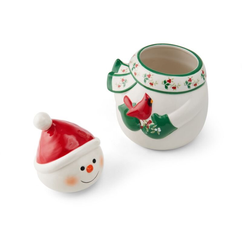 Winterberry Snowman Cookie Jar - 10 Inch Dolomite Design