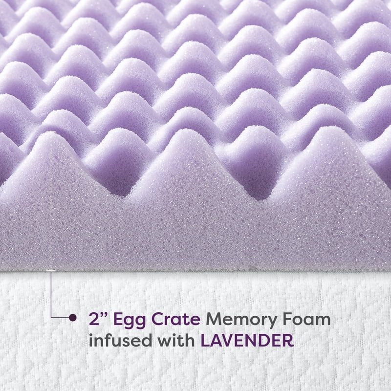2-Inch Egg Crate Lavender Memory Foam Mattress Topper - Queen, Best Price Mattress