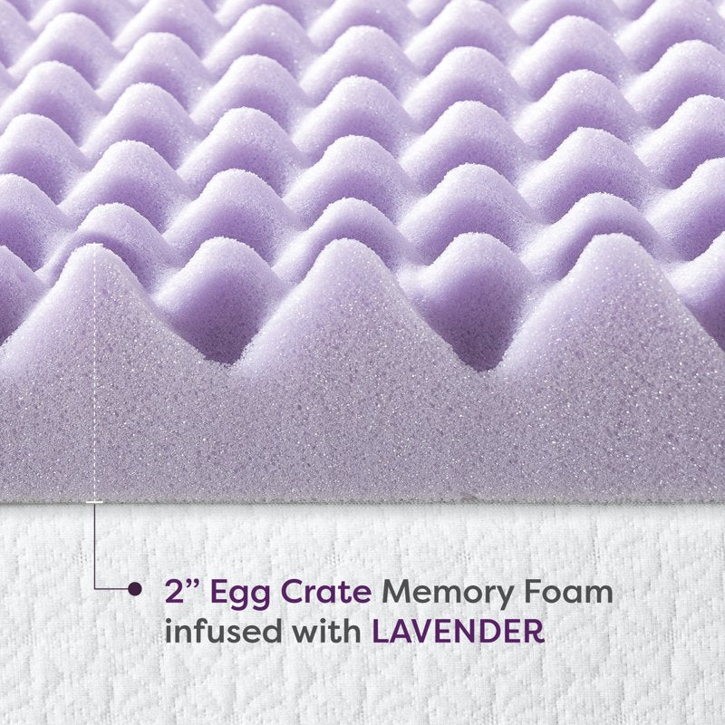 2-Inch Egg Crate Lavender Memory Foam Mattress Topper - Full Size