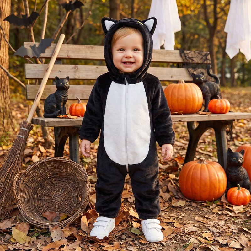 White Toddler Cat Costume Jumpsuit for Boys & Girls Halloween Cosplay, 9-18 Months Variation of THIS listing