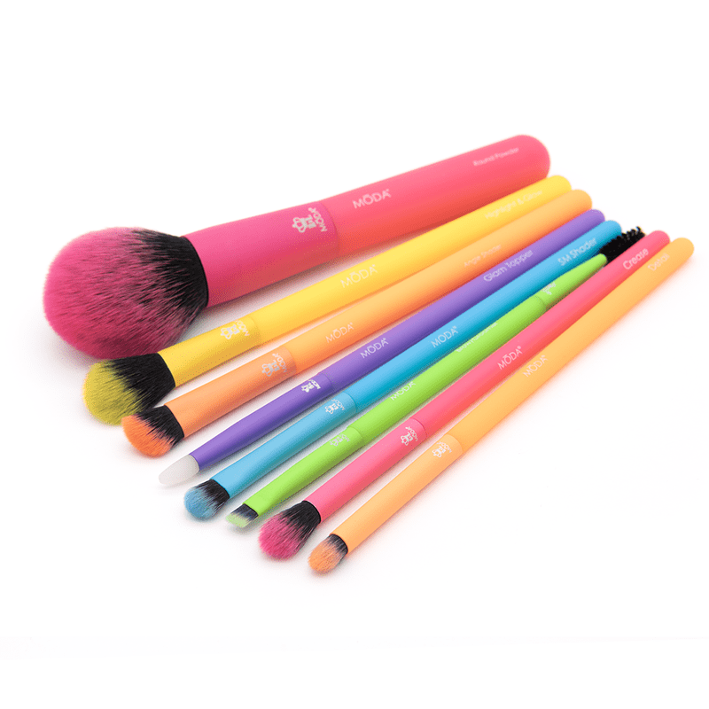 8-Piece Professional Makeup Brush Set - Vegan Synthetic Face & Eye Brushes