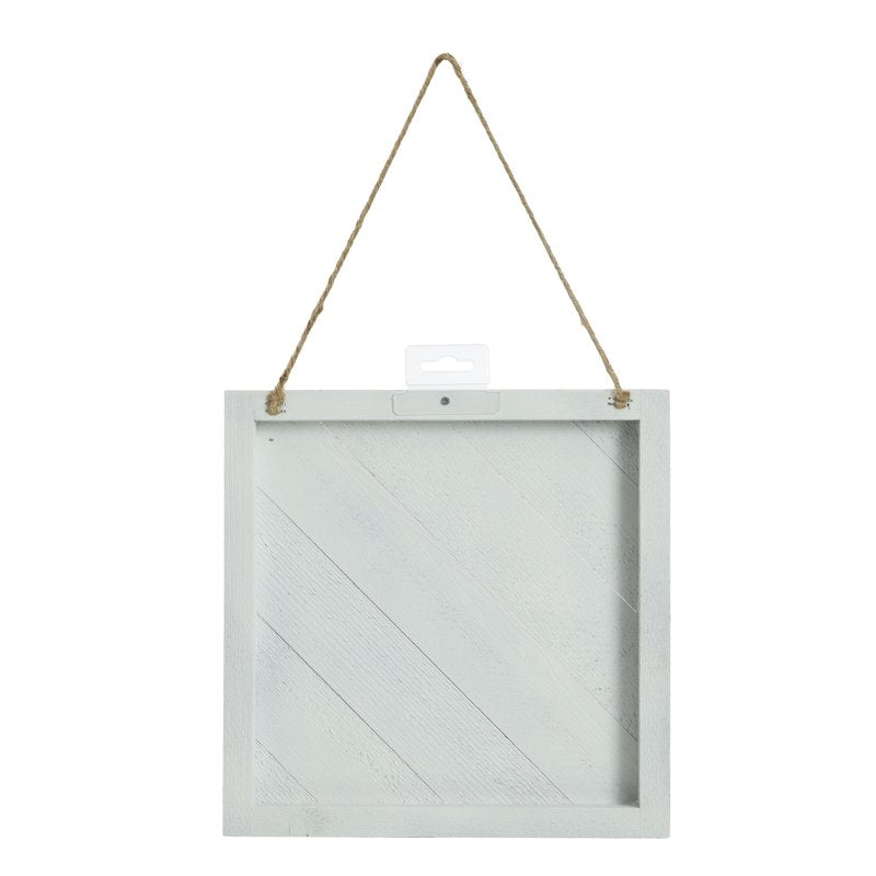 Wood Plank Wall Decor 10x10 Inches White Wash Diagonal Design - Single Piece