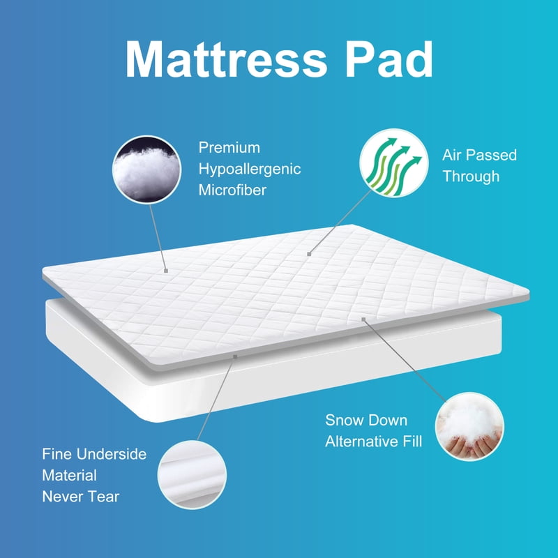 King Quilted Mattress Pad - Microfiber Comfort, Diamond Pattern, Hypoallergenic