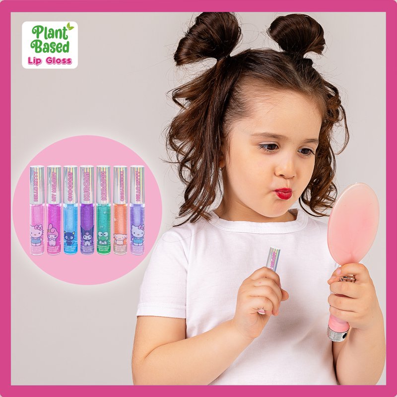 8-Piece Kids Fruit Flavored Lip Gloss Set, Non-Toxic Moisturizing Gloss