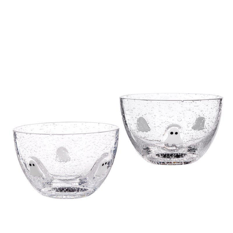 Bubble Glass Bowl Set with Ghost Charms - 2 Pack