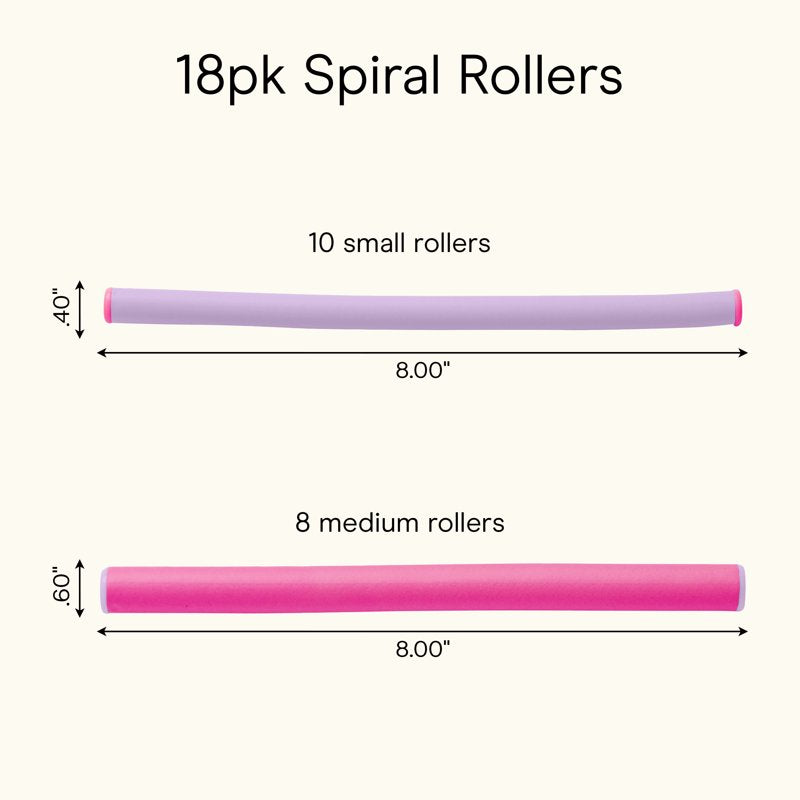 Heatless Spiral Rollers - 18-Pack Flexible Curlers for Bouncy Curls