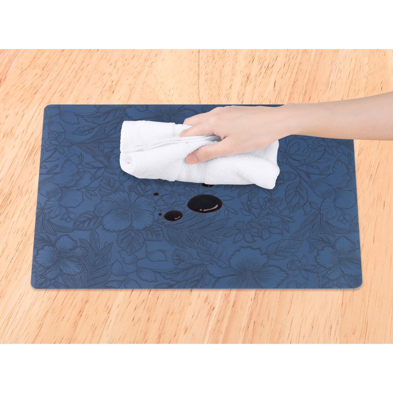 Faux Leather Placemats Set of 6 - Dark Blue Table Decor