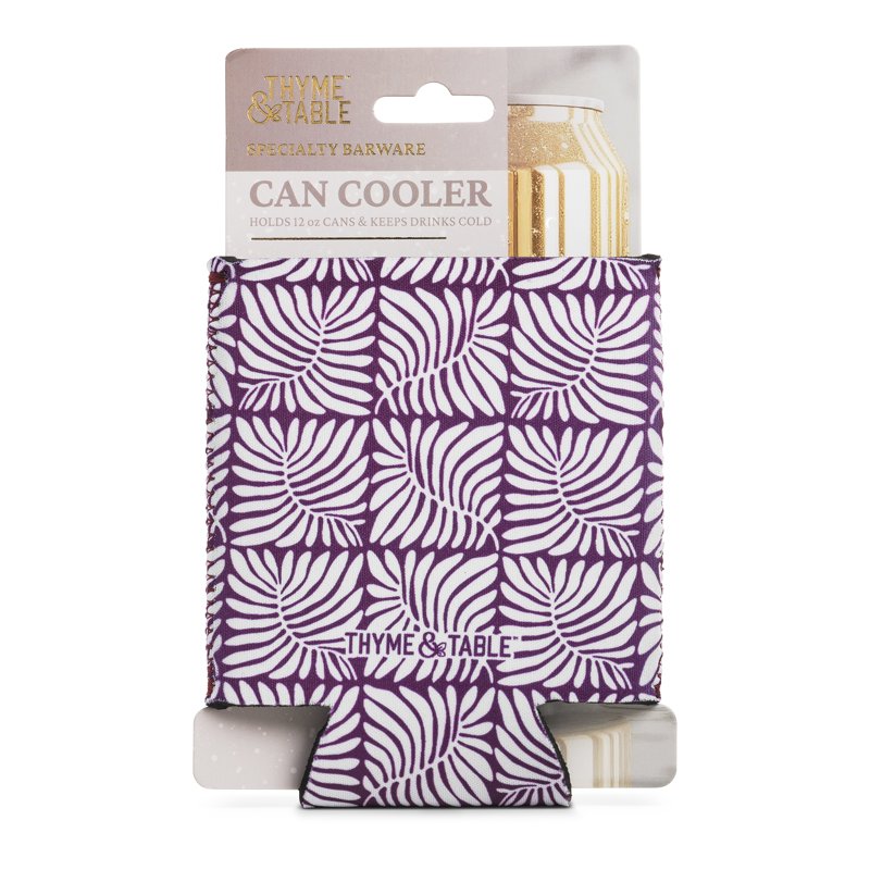 Purple Palm Print Can Sleeve - Thyme & Table
