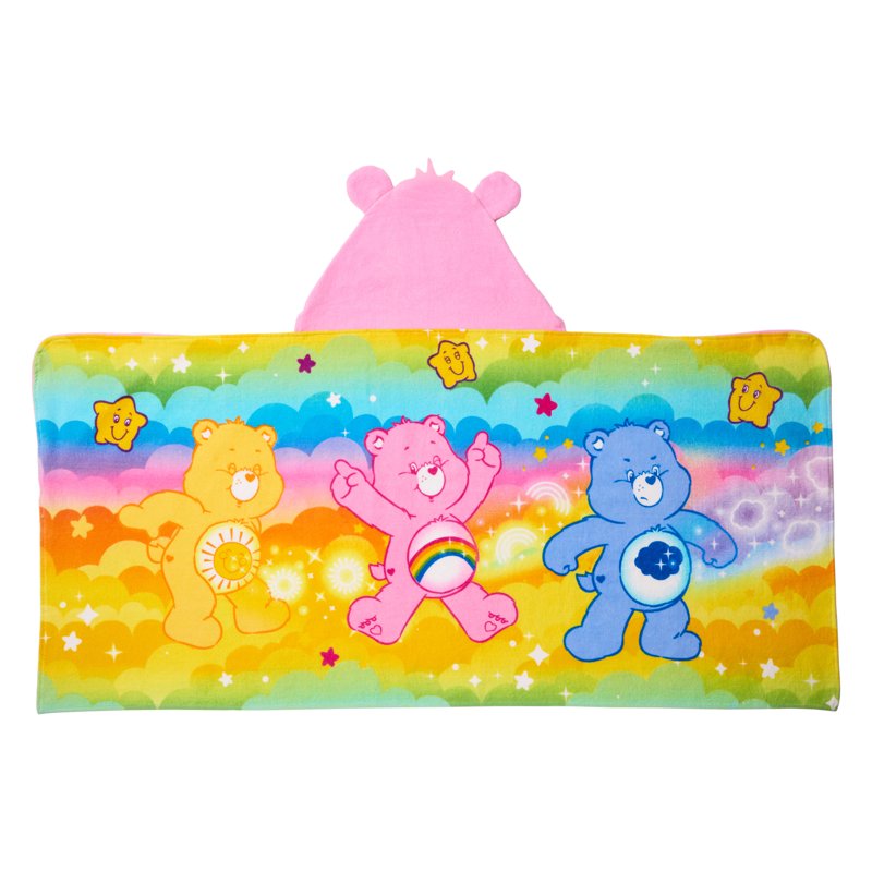 Kids Hooded Bath Towel with Care Bears Design - 100% Cotton, 24x50 Inches