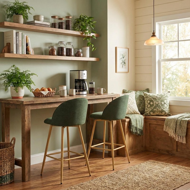 26" Swivel Counter Height Bar Stools - Set of 2, Forest Green