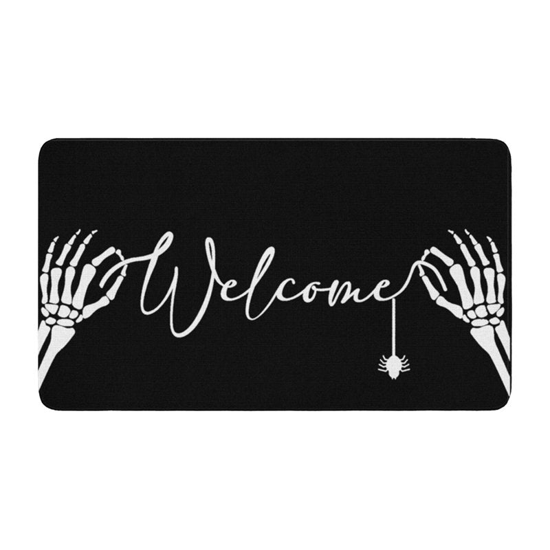 Halloween Door Mat - Spooky Entryway Rug with Pumpkin Design, 23.62x15.75in, Black E