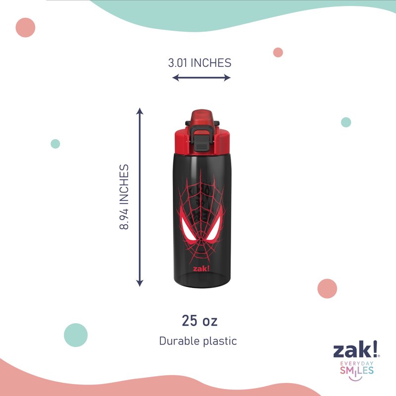 25oz Durable Plastic Water Bottle with Leak Proof Spout - Spiderman Black
