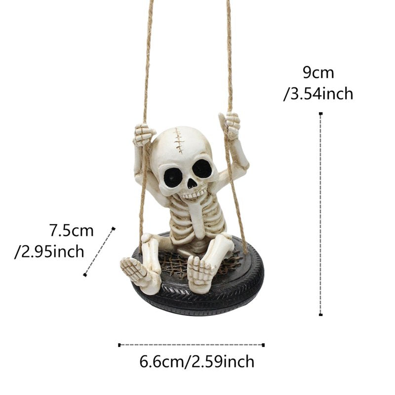 Halloween Skeleton Tire Swing Decoration, Creepy Hanging Yard Accent