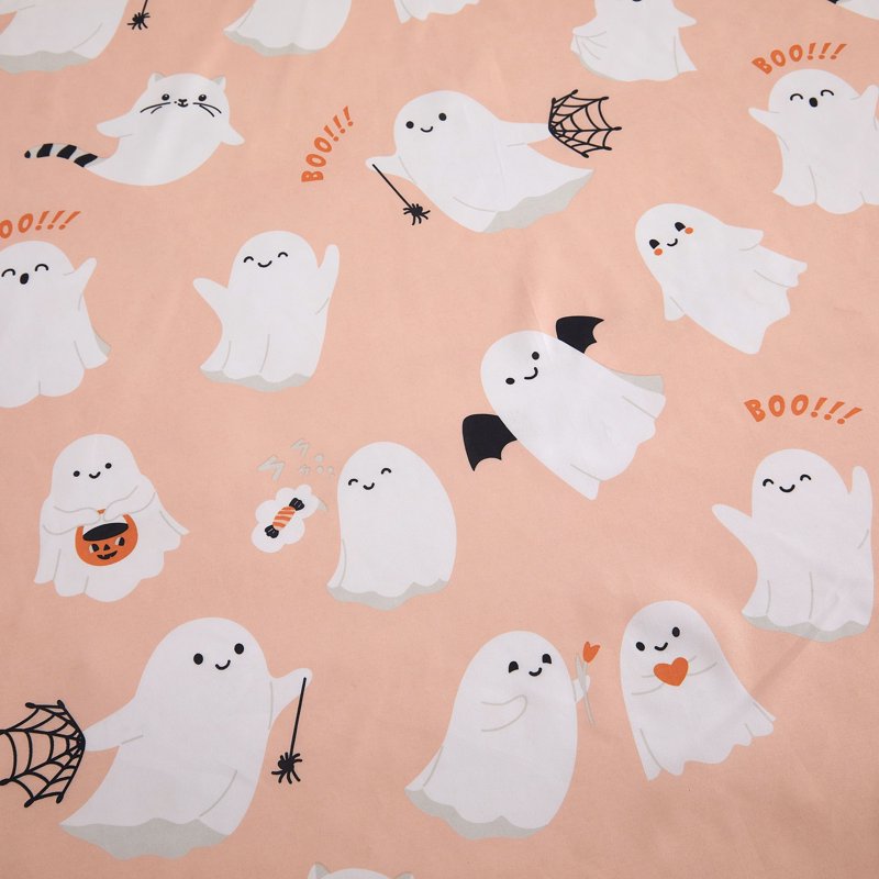 Pink Ghost Shower Curtain Set with Hooks - 13-Piece Bathroom Decor