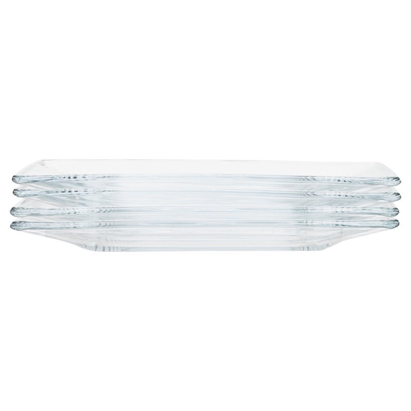 12-Piece Clear Glass Dinnerware Set - Square Design
