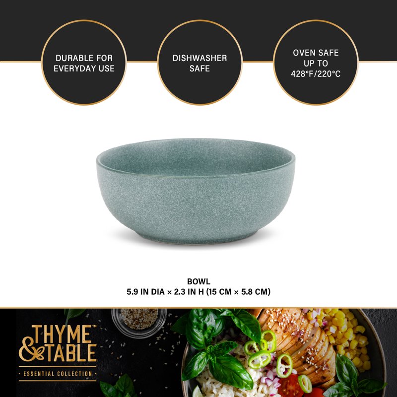 Caspian Ceramic Bowls - 2 Pack, Green Matte Finish