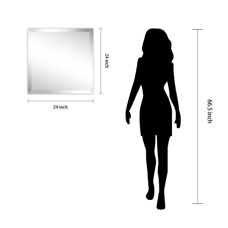 Frameless Beveled Prism Wall Mirror - Clear 24 x 24 Inches