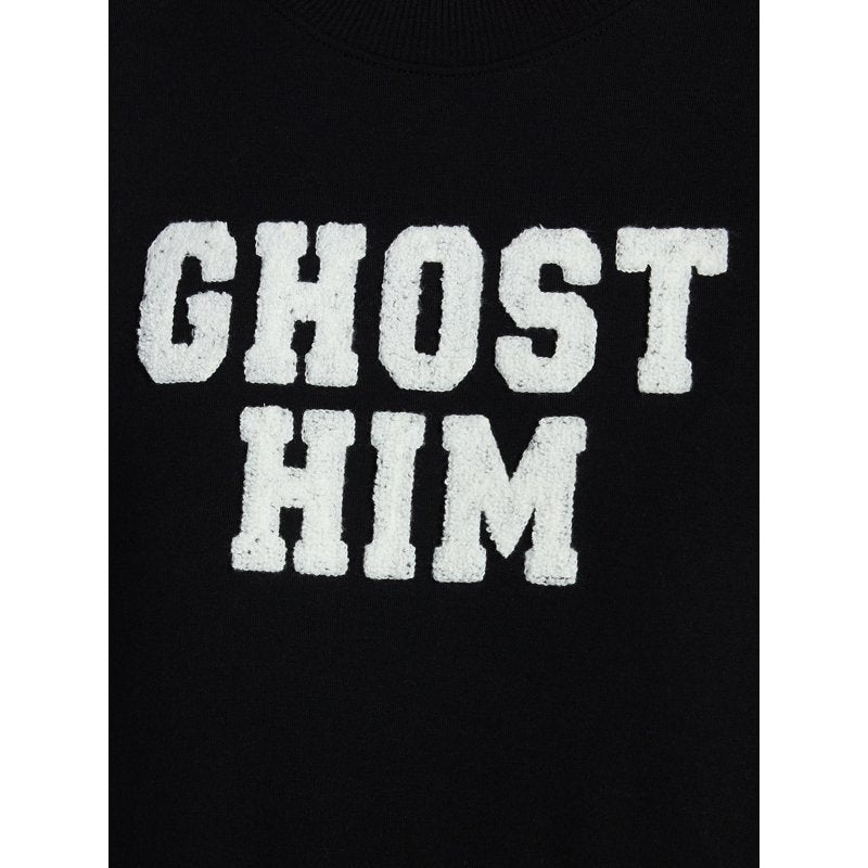 Women's Halloween Fall French Terry Lounge Sleep Top with Long Sleeves - Black Soot XS