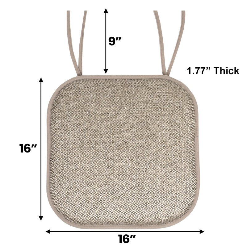 16" x 16" Beige Square Chair Pads - 6-Pack with Ties