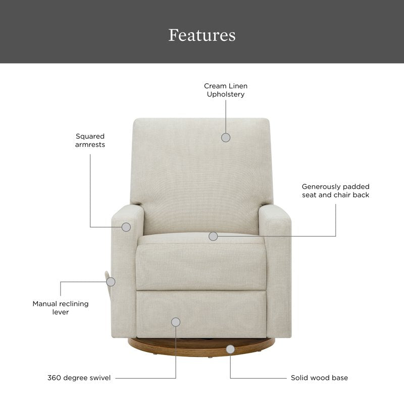 Modern Farmhouse Glider Recliner with Swivel - Multiple Colors