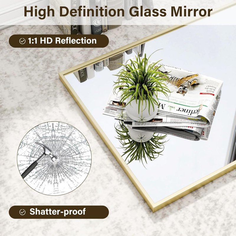 Bathroom Wall Mirror 30x20 Inch Rectangular Vanity Mirror with Metal Frame - Gold