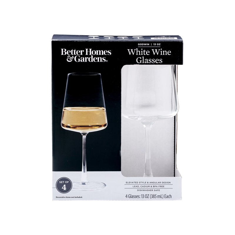 Clear Flared White Wine Glass with Stem - 13 oz, 4 Pack