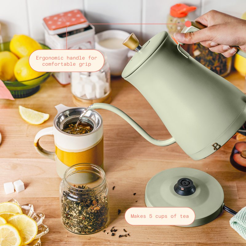 Electric Gooseneck Kettle 1L - 1200W Sage Green