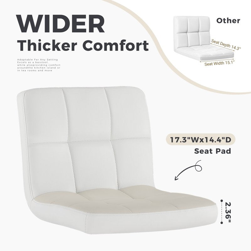 Adjustable Swivel Bar Stools - Set of 4 White PU Leather