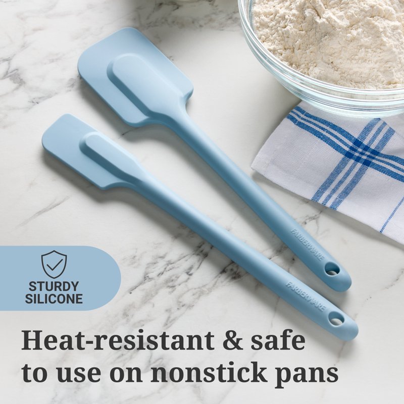 Silicone Kitchen Spatula Set - 2-Piece Slate Blue Design