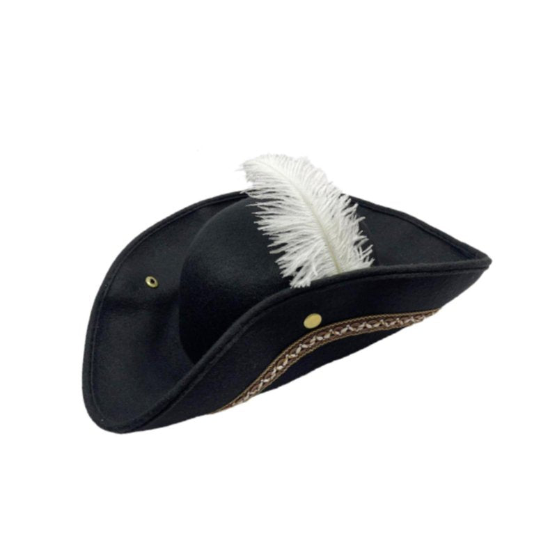 Adult Pirate Hat with Feather - Buccaneer Costume Accessory